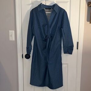 Colleen Lopez Navy Knot-Front Midi Dress